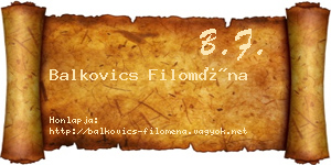 Balkovics Filoména névjegykártya